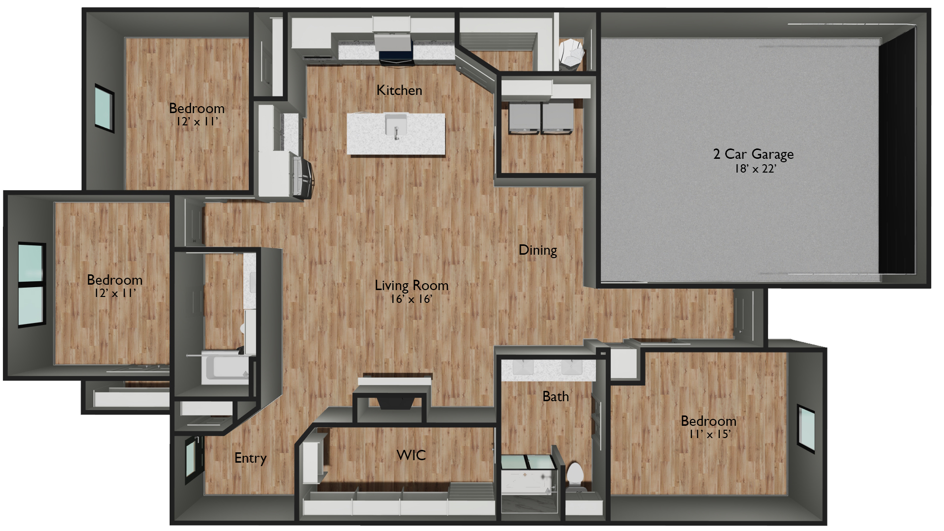 Interior Unit Dimensioned Floor Plan